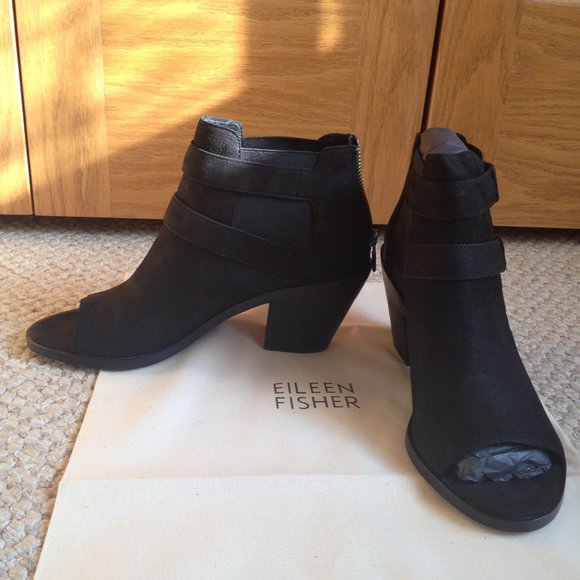 EILEEN FISHER - List Nubuck Peep Toe Bootie - New with Box - Picture 3 of 8